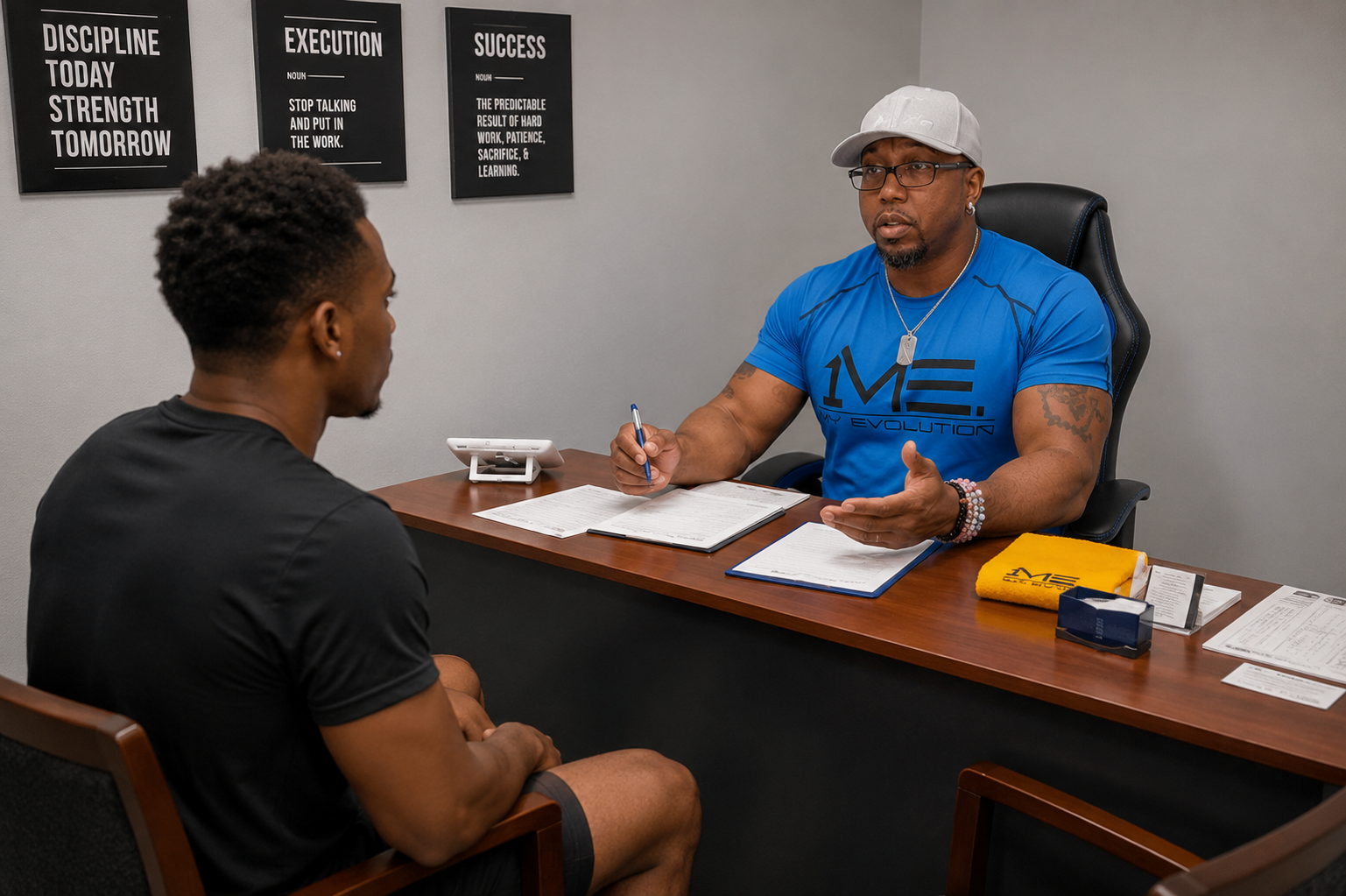 elson in his office providing a consultation with a man